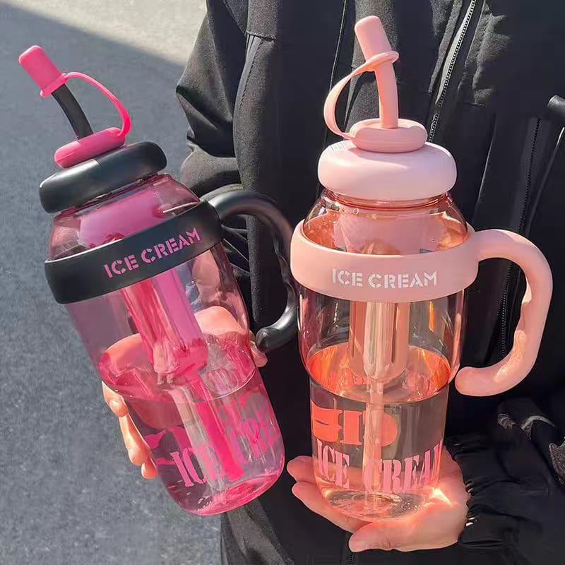 Stylish 1200ml Plastic Tumbler with Straw