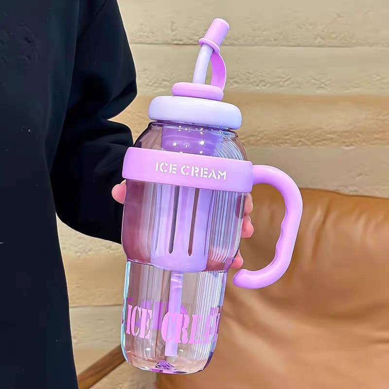 Stylish 1200ml Plastic Tumbler with Straw