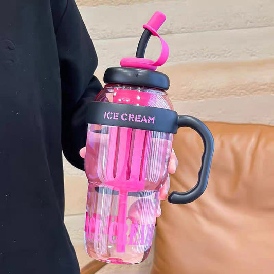 Stylish 1200ml Plastic Tumbler with Straw
