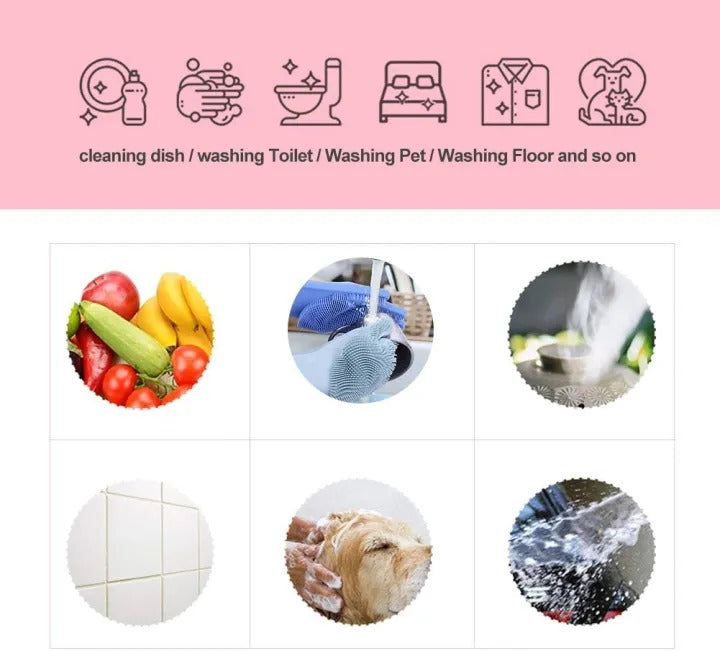 Silicone Magic Dishwashing Gloves with Built-In Scrubber