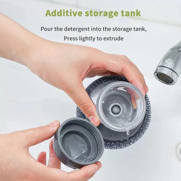 Automatic Liquid Dispensing Dishwashing Sponge Brush for Kitchen Cleaning