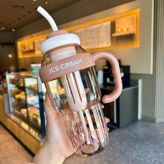 Stylish 1200ml Plastic Tumbler with Straw