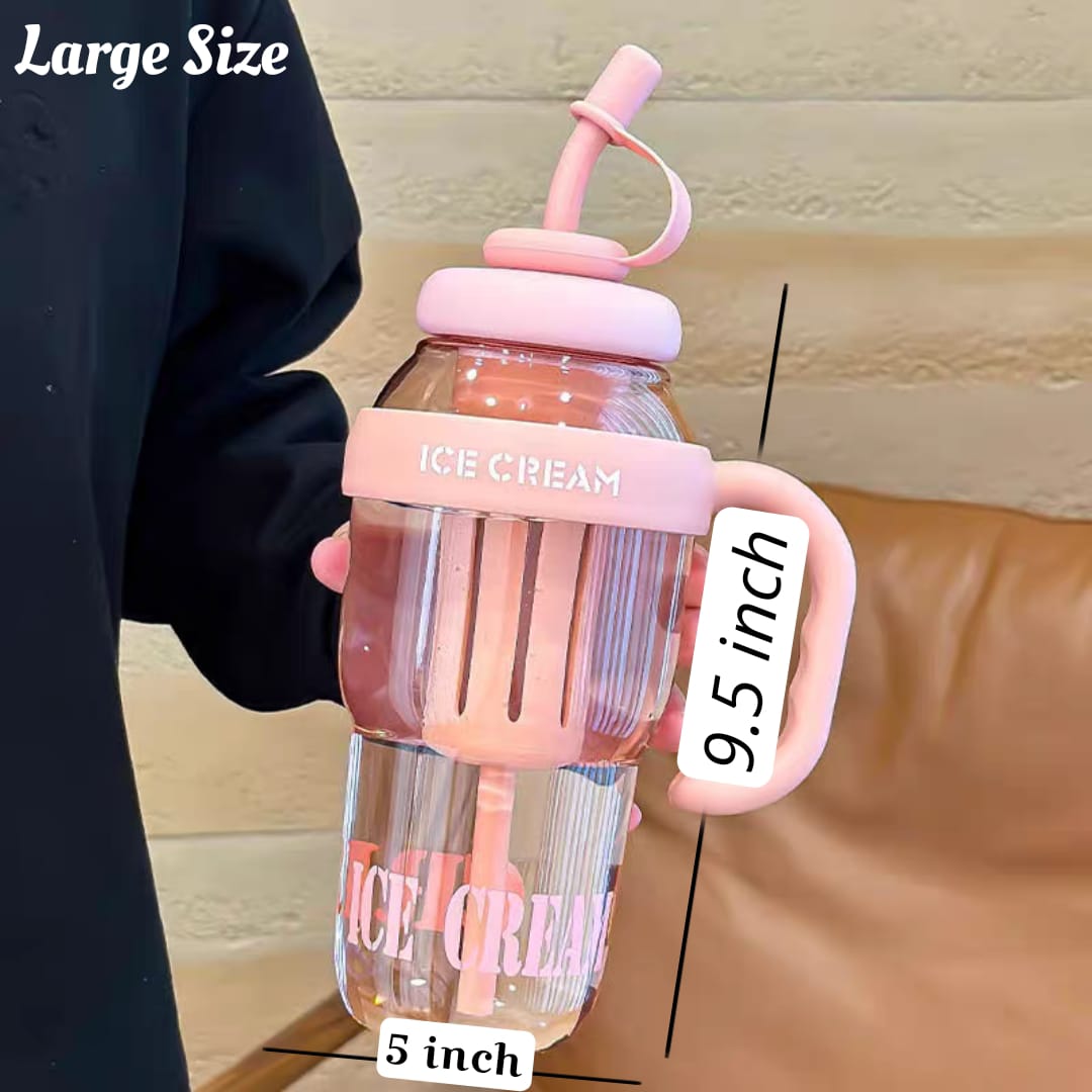 Stylish 1200ml Plastic Tumbler with Straw