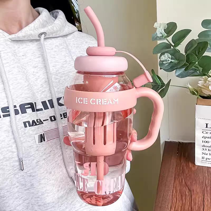 Stylish 1200ml Plastic Tumbler with Straw