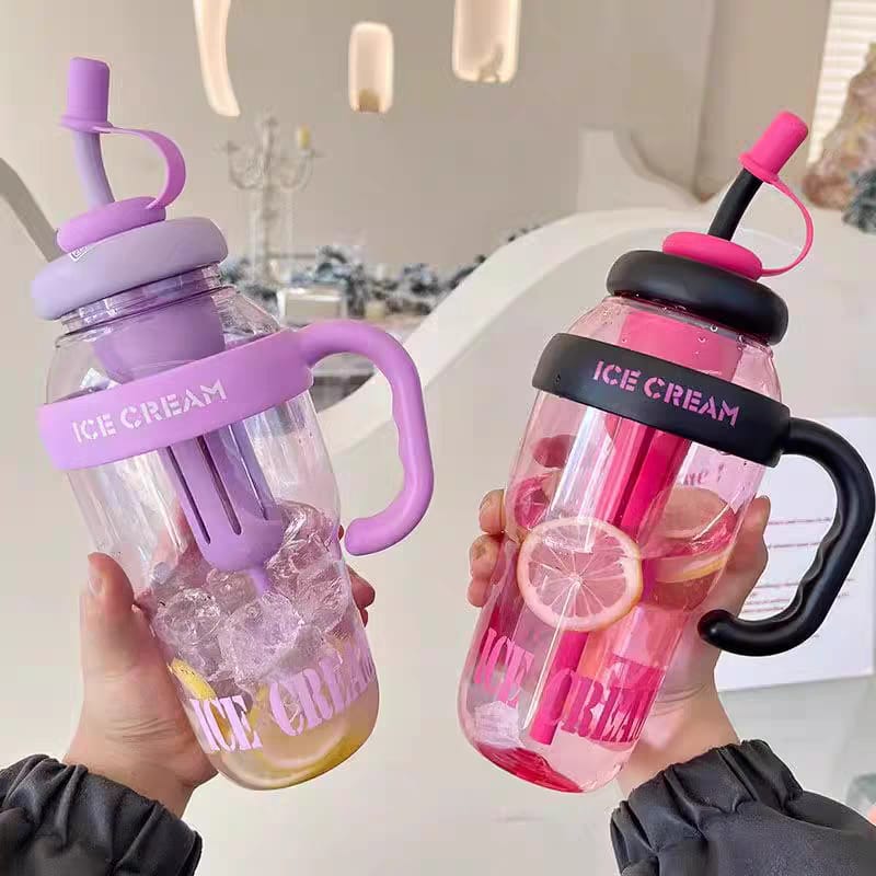 Stylish 1200ml Plastic Tumbler with Straw