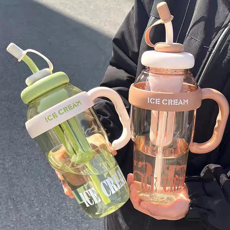 Stylish 1200ml Plastic Tumbler with Straw
