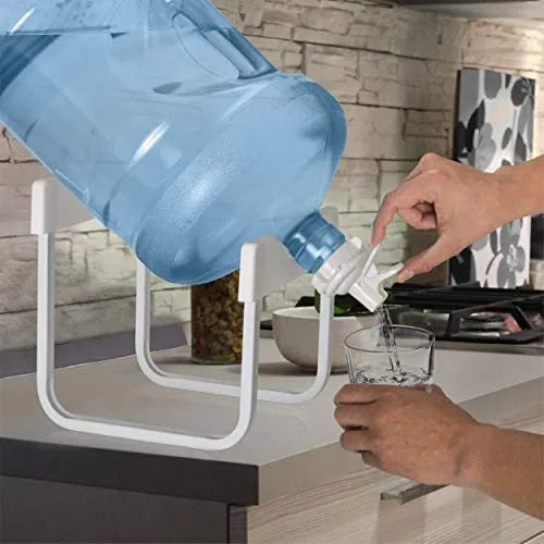 1 Pc – 19L Water Bottle Dispenser Stand with Rust-Resistant Rack, Anti-Slip Holders & Flow Tap Valve