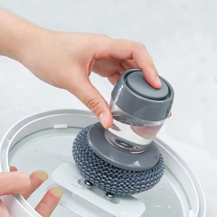 Automatic Liquid Dispensing Dishwashing Sponge Brush for Kitchen Cleaning