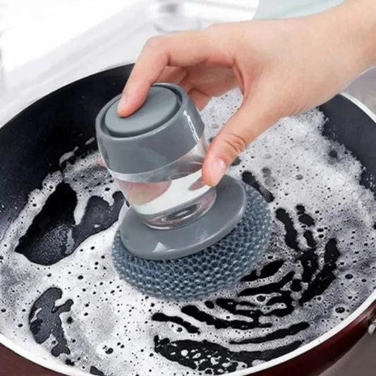 Automatic Liquid Dispensing Dishwashing Sponge Brush for Kitchen Cleaning