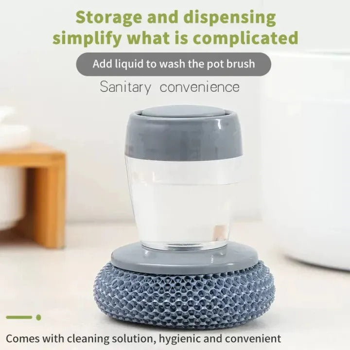 Automatic Liquid Dispensing Dishwashing Sponge Brush for Kitchen Cleaning