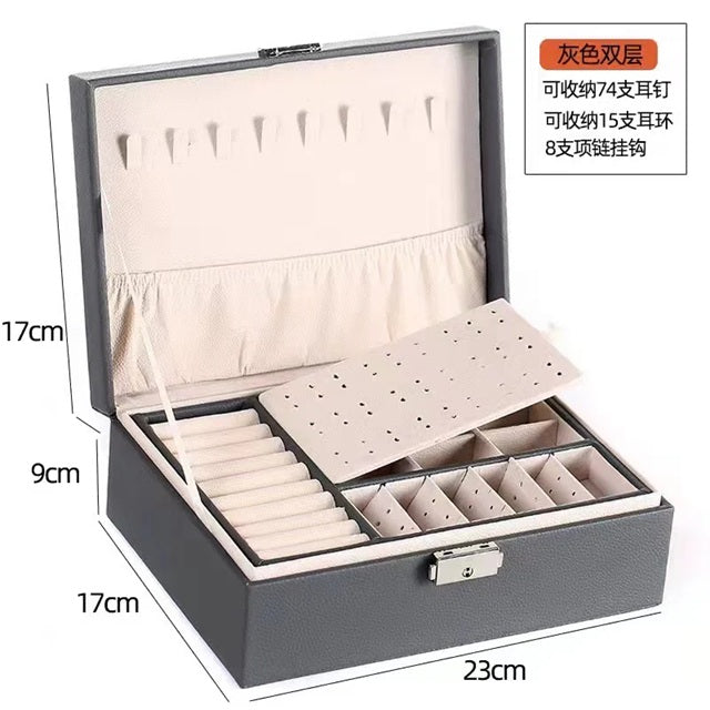 Luxury Lockable Jewelry Organizer – Multi-Layer Storage Box with Key