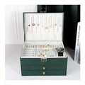 Luxury 3-Layer PU Leather Jewelry Organizer Box with Lock & Drawers