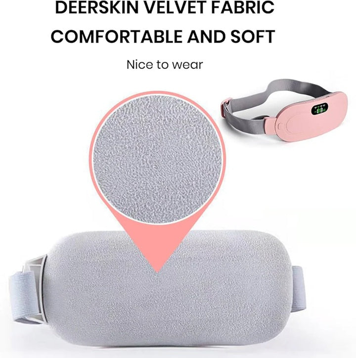 Period Cramp Relief Belt - Rechargeable & Portable Electric Menstrual Heating Pad with Massager