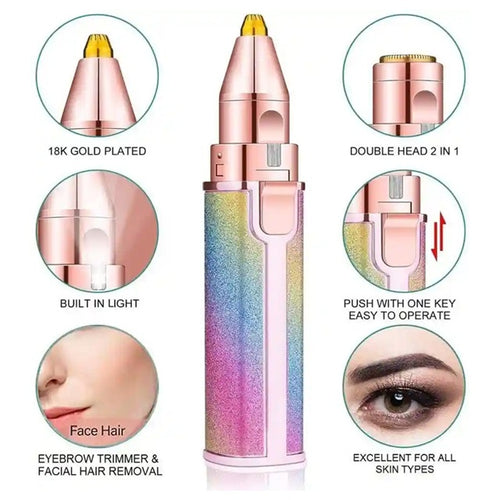 2 In 1 Rechargeable Flawless Eyebrow Hair Remover & Facial Hair Trimmer