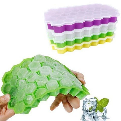Silicone Honeycomb Ice Cube Tray with Cover