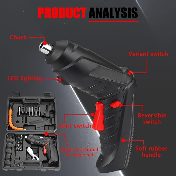 Cordless Electric Screwdriver Set – Rechargeable DIY Repair Tool Kit for Home & Office