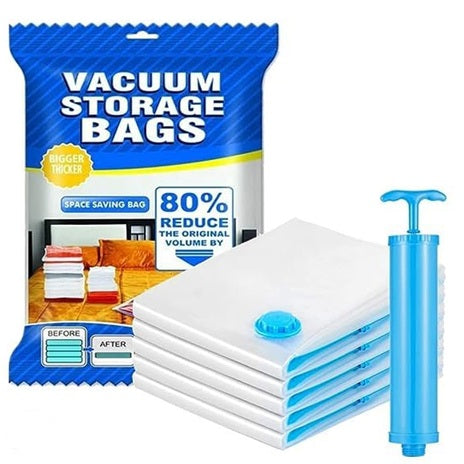 Vacuum Storage Bag Combo (5 Bags + 1 Pump)