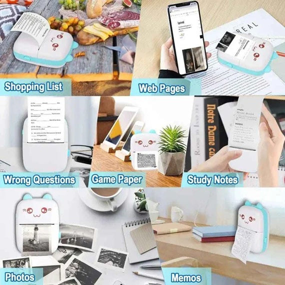 Cute Meow Pocket Printer – Portable Bluetooth Thermal Printer for Android & iOS