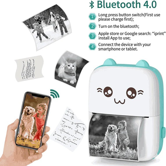 Cute Meow Pocket Printer – Portable Bluetooth Thermal Printer for Android & iOS