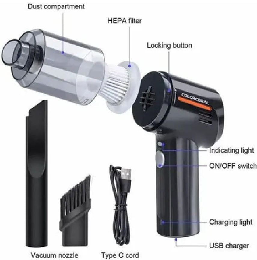 Portable 3-in-1 Handheld Vacuum Cleaner – Vacuum, Blower & Air Pump