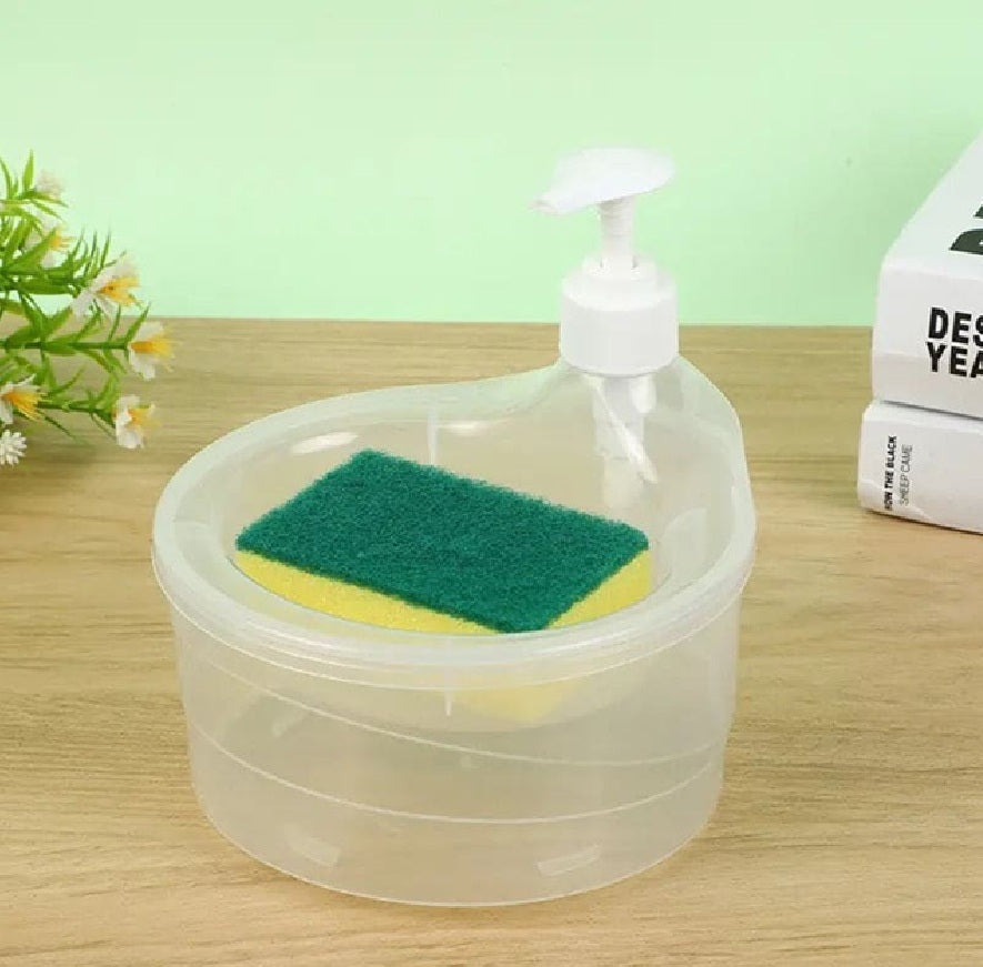 2-in-1 Kitchen Soap Dispenser with Sponge Holder – 800ml Press Liquid Pump