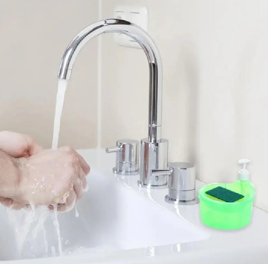 2-in-1 Kitchen Soap Dispenser with Sponge Holder – 800ml Press Liquid Pump