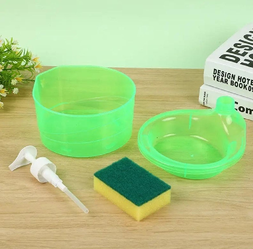 2-in-1 Kitchen Soap Dispenser with Sponge Holder – 800ml Press Liquid Pump