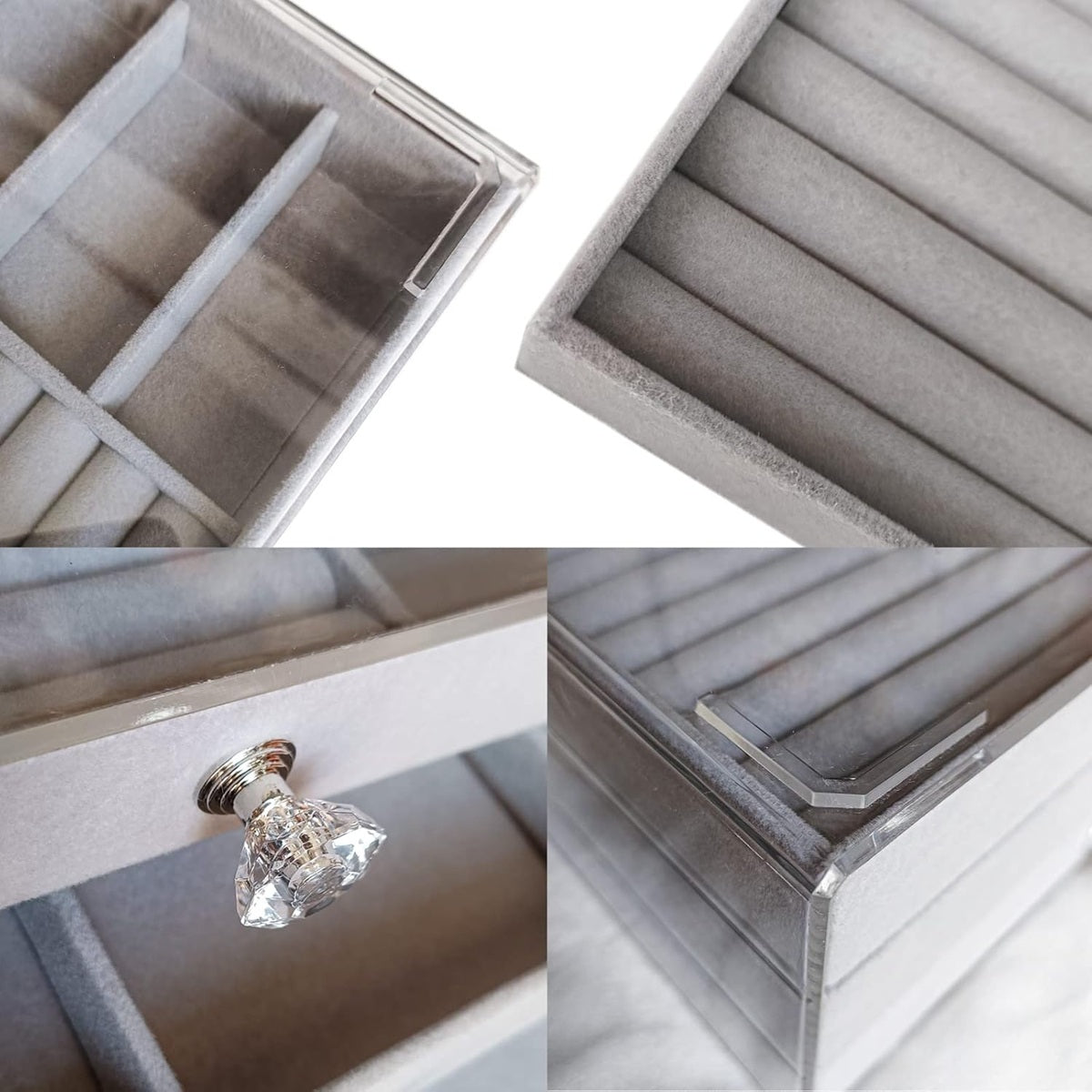 Luxury 3-Drawer Velvet Jewelry Organizer – Clear Acrylic Storage Box