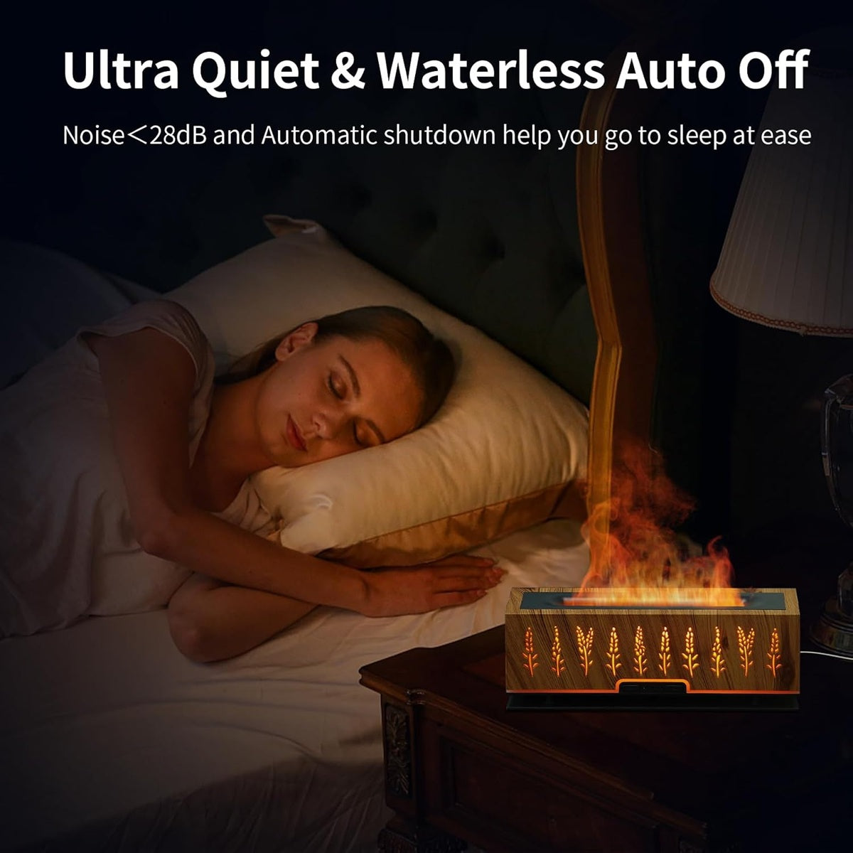 2-in-1 Flame Humidifier & Essential Oil Diffuser – Wood Grain Design
