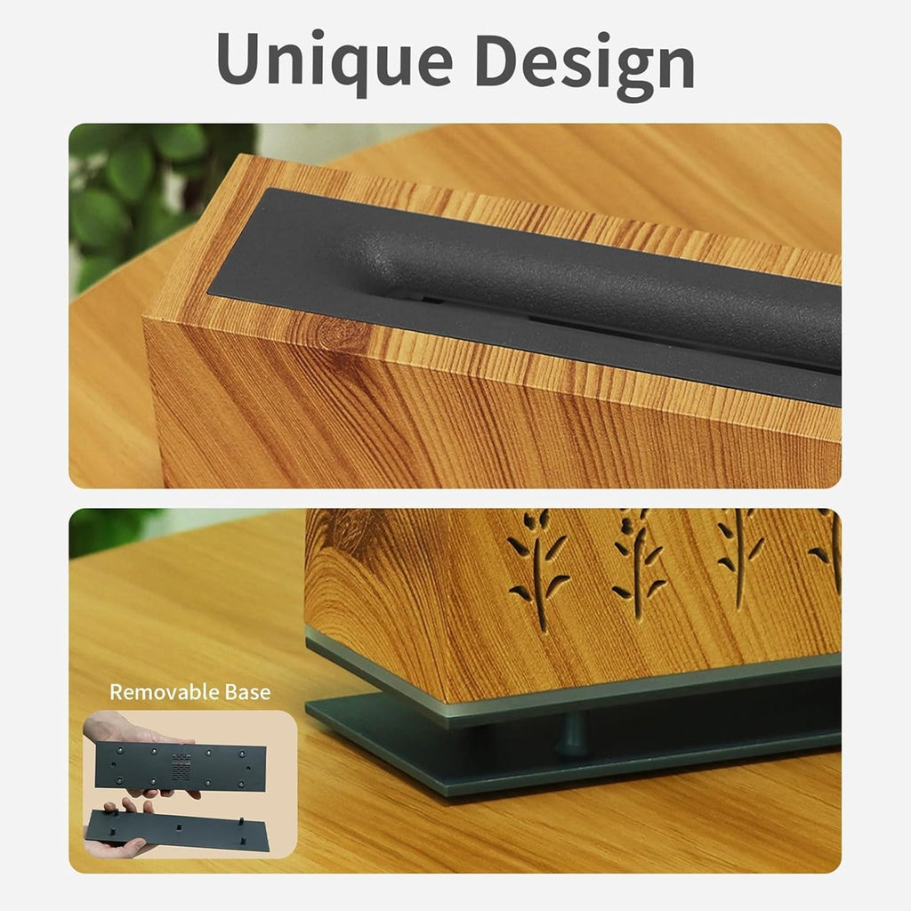 2-in-1 Flame Humidifier & Essential Oil Diffuser – Wood Grain Design