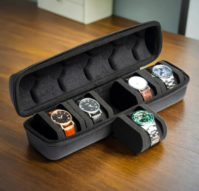 TimeVault 5-Slot Watch Travel Case – Premium Hard Shell Protection