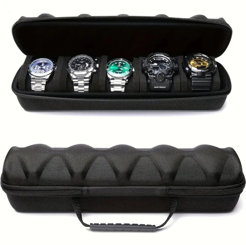 TimeVault 5-Slot Watch Travel Case – Premium Hard Shell Protection
