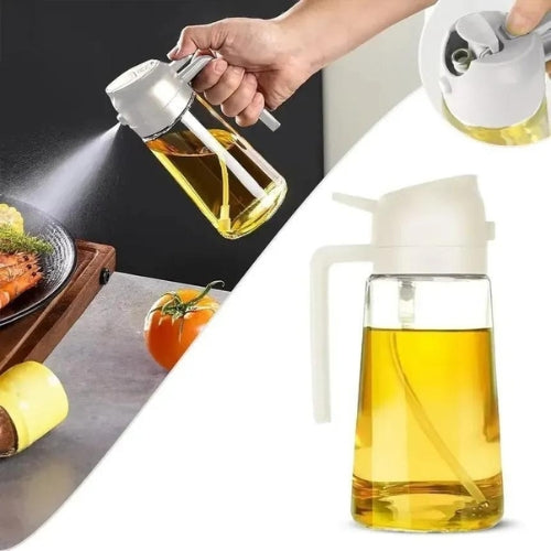 2-in-1 Glass Oil Spray & Pour Dispenser (450ML) – Smart & Healthy Kitchen Essential