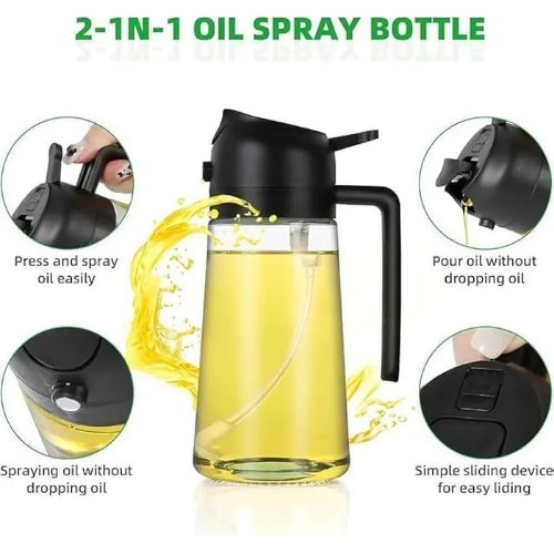 2-in-1 Glass Oil Spray & Pour Dispenser (450ML) – Smart & Healthy Kitchen Essential