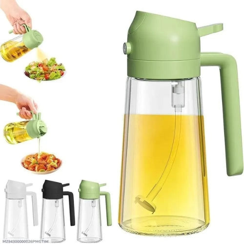 2-in-1 Glass Oil Spray & Pour Dispenser (450ML) – Smart & Healthy Kitchen Essential